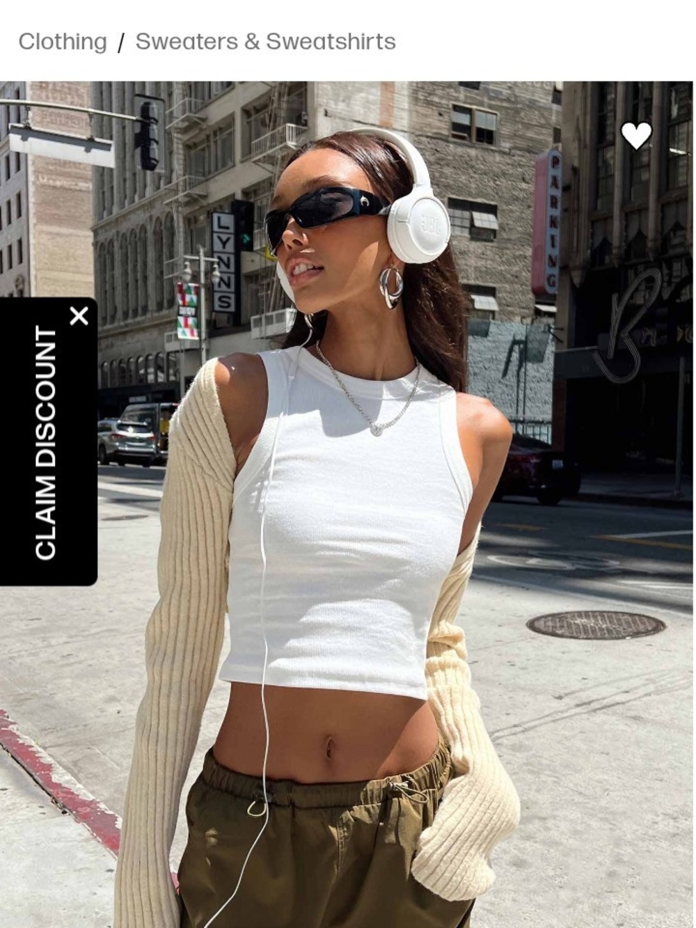 Princess Polly White Ribbed Crop Tank with Beige Sleeve Shrug